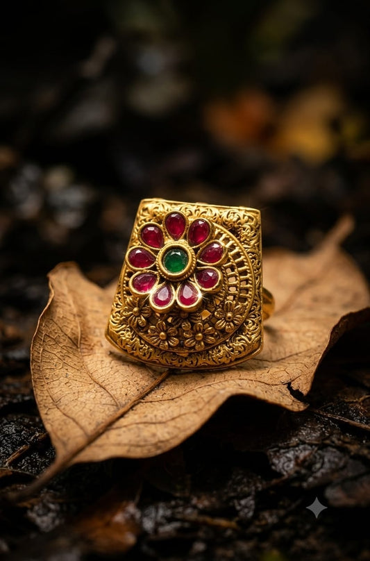 the Zevar Cocktail ring The Mayura Royal Filigree Ring