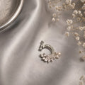 the Zevar Cz nose Ring Silver Finish CZ Floral Non-Piercing Nose Ring with Pearl Drops