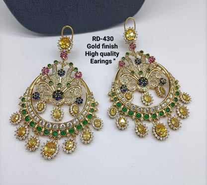 the Zevar Earrings Royal Multicolour Gold Finish Chandbali Earrings