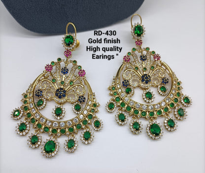 the Zevar Earrings Royal Multicolour Gold Finish Chandbali Earrings
