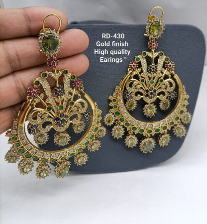 the Zevar Earrings Royal Multicolour Gold Finish Chandbali Earrings
