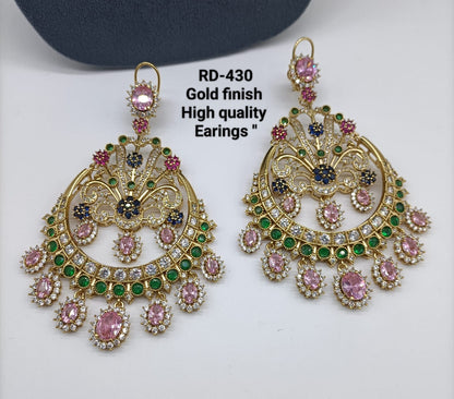 the Zevar Earrings Royal Multicolour Gold Finish Chandbali Earrings