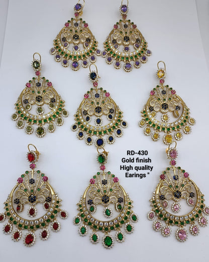 the Zevar Earrings Royal Multicolour Gold Finish Chandbali Earrings