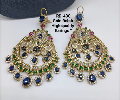 the Zevar Earrings Royal Multicolour Gold Finish Chandbali Earrings