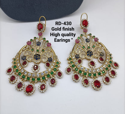the Zevar Earrings Royal Multicolour Gold Finish Chandbali Earrings