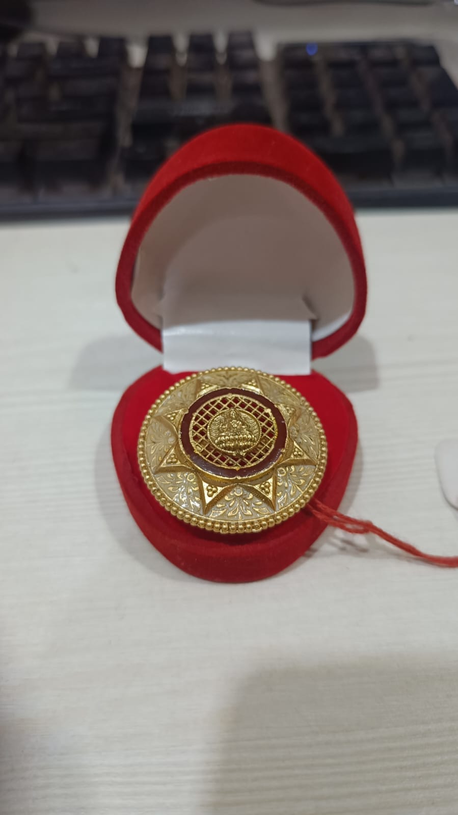 the Zevar Gold plated ring Royal Laxmi Antique Gold Statement Ring | Handcrafted Temple Jewelry Finger Ring