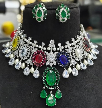The Zevar Jewellery Bridal necklace Isha Ambani Inspiring Navratna Necklace