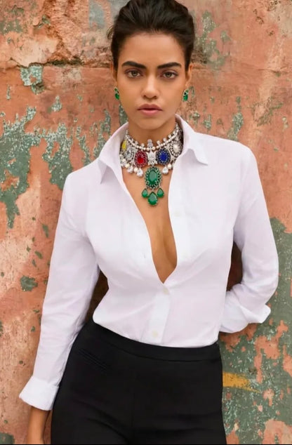 The Zevar Jewellery Bridal necklace Isha Ambani Inspiring Navratna Necklace