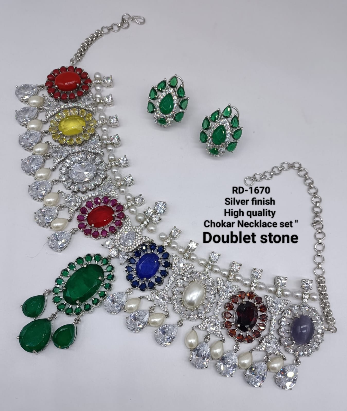 The Zevar Jewellery Bridal necklace Isha Ambani Inspiring Navratna Necklace