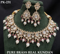The Zevar Jewellery royal kundan bridal necklace set Brass / Pink Royal Kundan Pearl Bridal Necklace Set (Pure Brass)