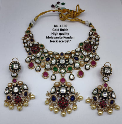 the Zevar Kundan Bridal Necklace Set The Shahi Navratan Moissanite Kundan Necklace Set