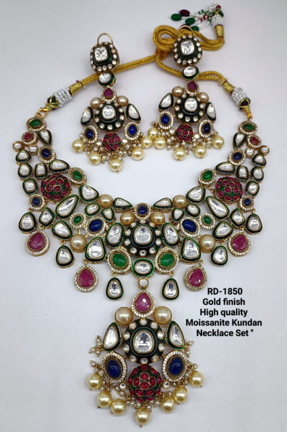 the Zevar Kundan Bridal Necklace Set The Shahi Navratan Moissanite Kundan Necklace Set