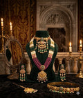 the Zevar long necklace Royal Layered Bridal Kundan Set – Choker & Long Rani Haar with Faux Emeralds and Rubies