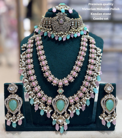 the Zevar Mehandi Polish Kundan Bridal Set Victorian Mehandi Polish Kundan  Bridal Set