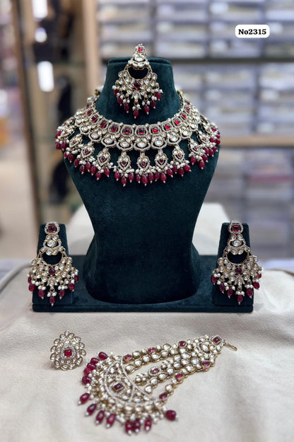 the Zevar polki bridal set Maroon The Royal Polki & Pearl Semi Bridal  Wedding Ensemble Zevar Exclusive