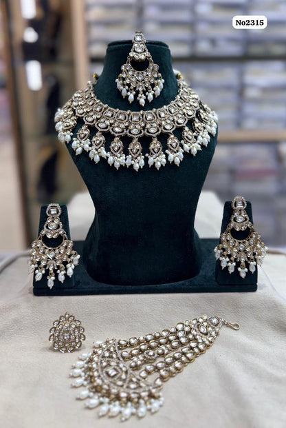 the Zevar polki bridal set White The Royal Polki & Pearl Semi Bridal  Wedding Ensemble Zevar Exclusive