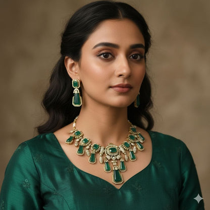 the Zevar Pulki Stone Necklace Set Luxury Pastel Kundan Pulki Stone  Necklace Set