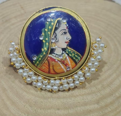 the Zevar Royal ring Royal Mughal Miniature Art Pearl Ring | Handcrafted Vintage Statement Ring