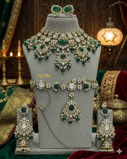 the Zevar Semi Bridal Jewelry Set Heritage Craft Emerald Semi Bridal Jewelry Set