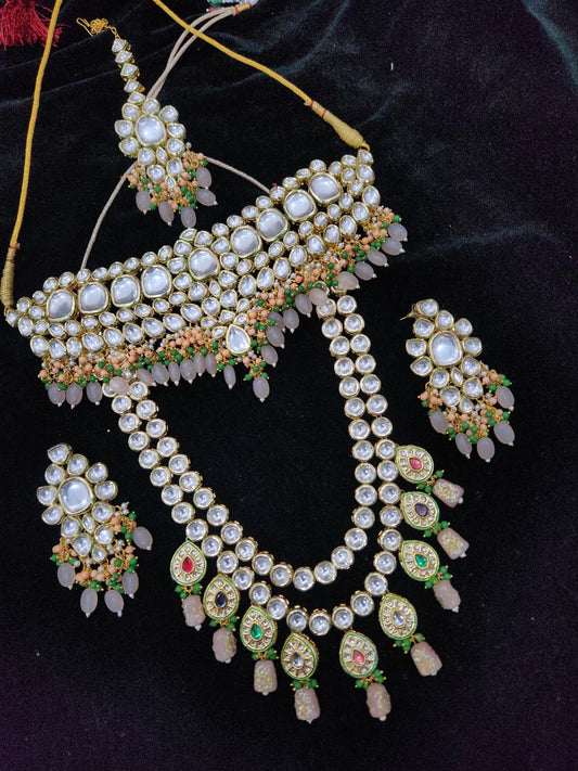 zbb Bridal necklace Beautifull Semi Bridal KUNDAN Choker Necklace with meenakari