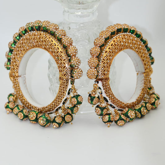 Zevar Bangle Exquisite Rajwadi Kundan Kada - Gold Plated Bridal Bangle