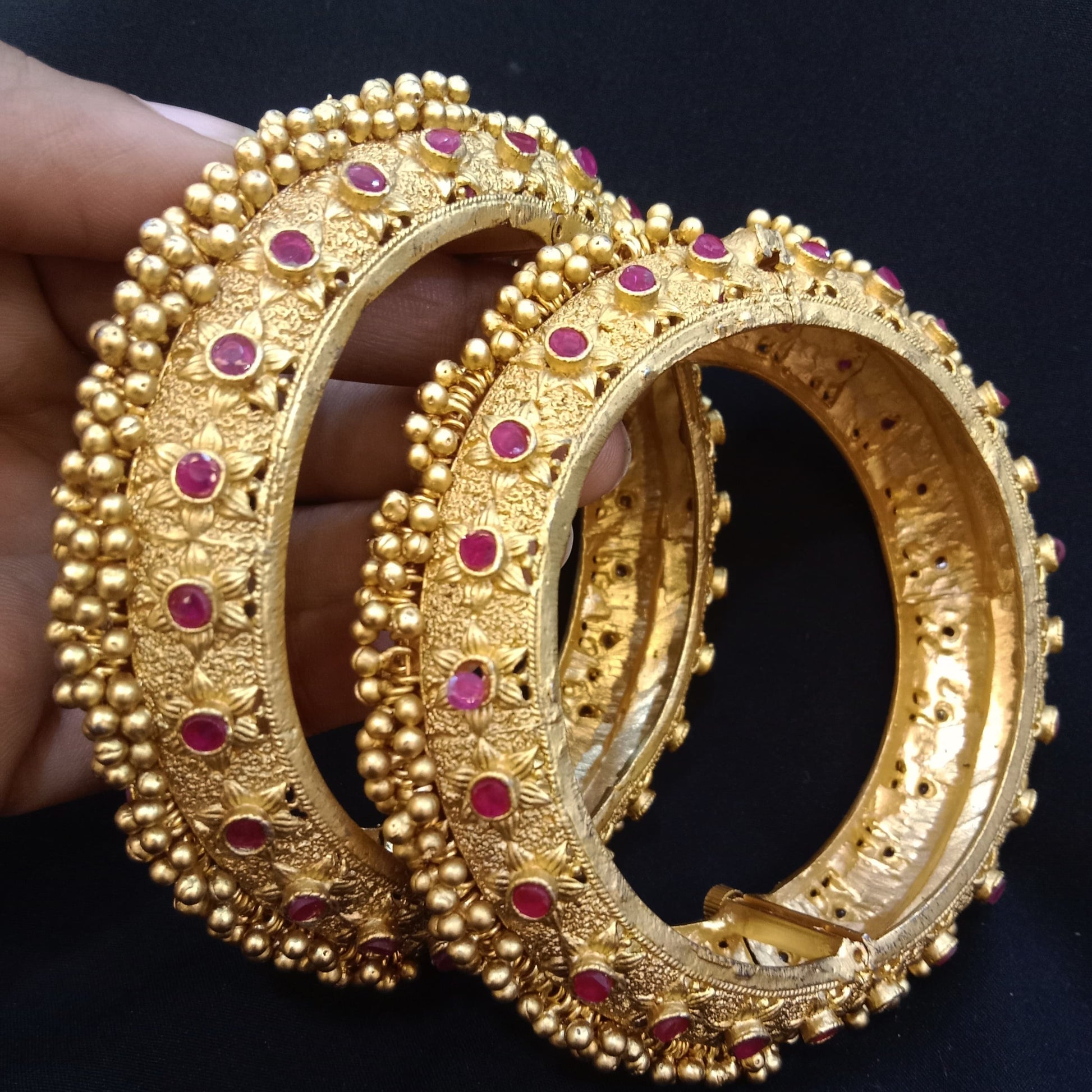 Zevar Bangle Gold Plated Bangles with Enamel Detailing