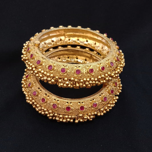 Zevar Bangle Gold Plated Bangles with Enamel Detailing