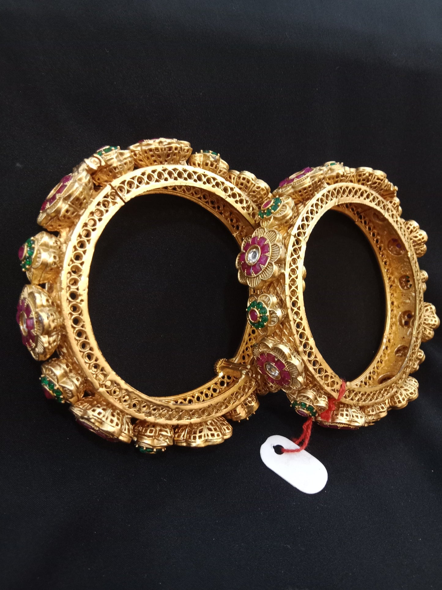 Zevar Bangle Gold Plated Bangles with Kundan Work