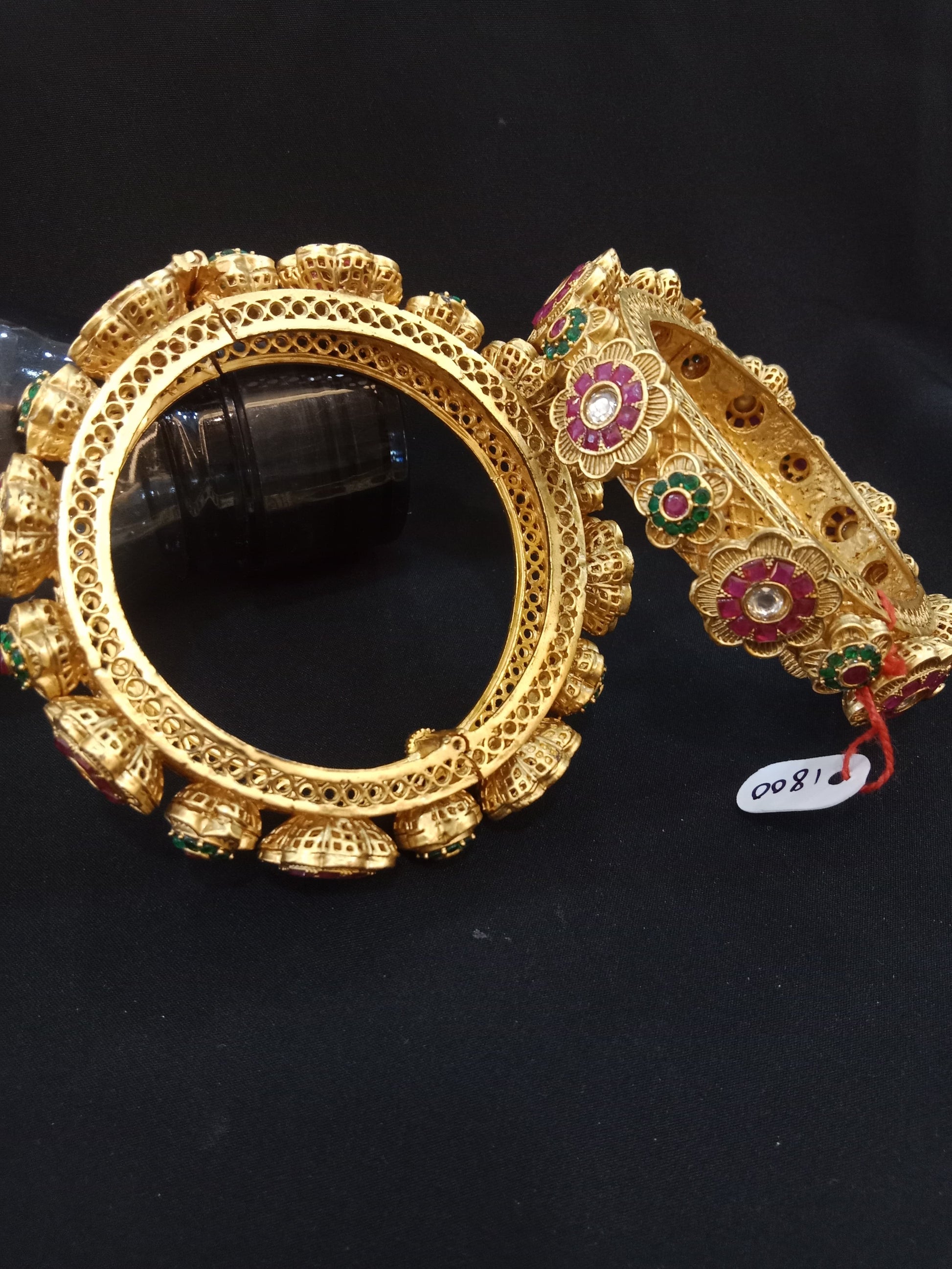 Zevar Bangle Gold Plated Bangles with Kundan Work