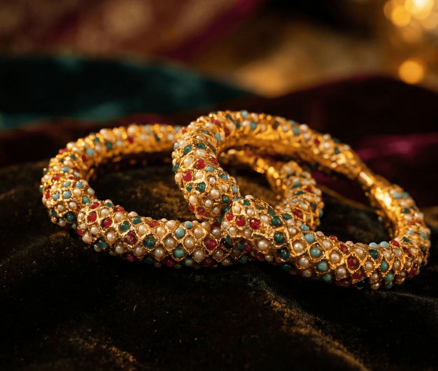 Zevar Bangle Regal Rajwadi Style Traditional Bangle - Antique Kundan Jewellery