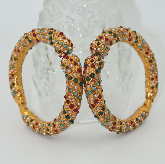 Zevar Bangle Regal Rajwadi Style Traditional Bangle - Antique Kundan Jewellery