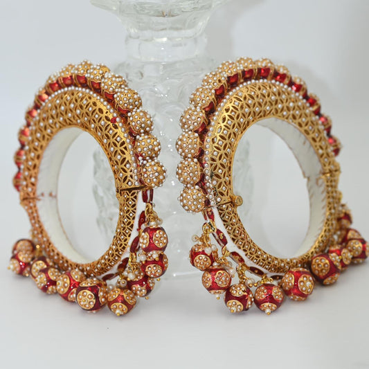 Zevar Bangles & Kada Set Exquisite Rajwadi Gold Plated Kundan Bangles & Kada