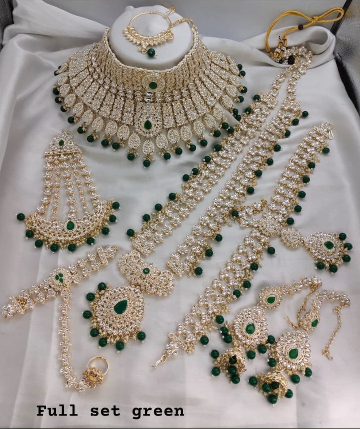 Zevar Bridal Jewellery Green Kundan Traditional Full Bridal Jewelry Set – Indian Wedding Jewelry