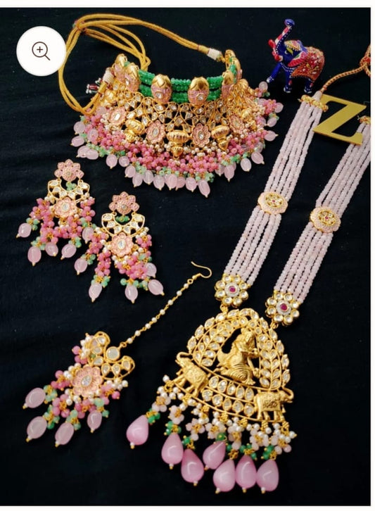 Zevar Bridal Jewellery Set Exquisite Polki Kundan Bridal Jewellery Set - Heirloom Glamour