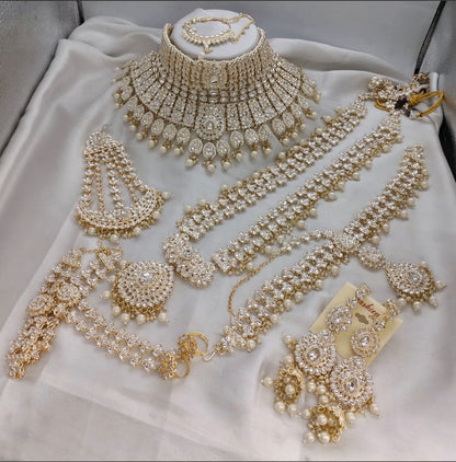 Zevar Bridal Jewellery White Kundan Traditional Full Bridal Jewelry Set – Indian Wedding Jewelry