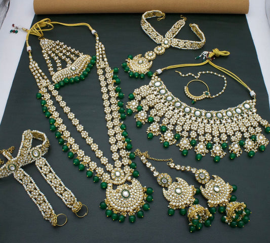 Zevar Bridal jewelry Elegant Green Kundan Bridal Jewellery Set