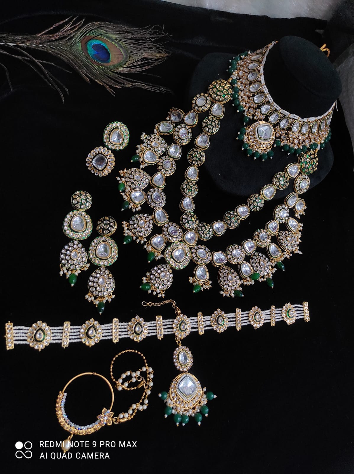 Zevar Bridal jewelry Green Colour Full Heavy Kundan Bridal Set