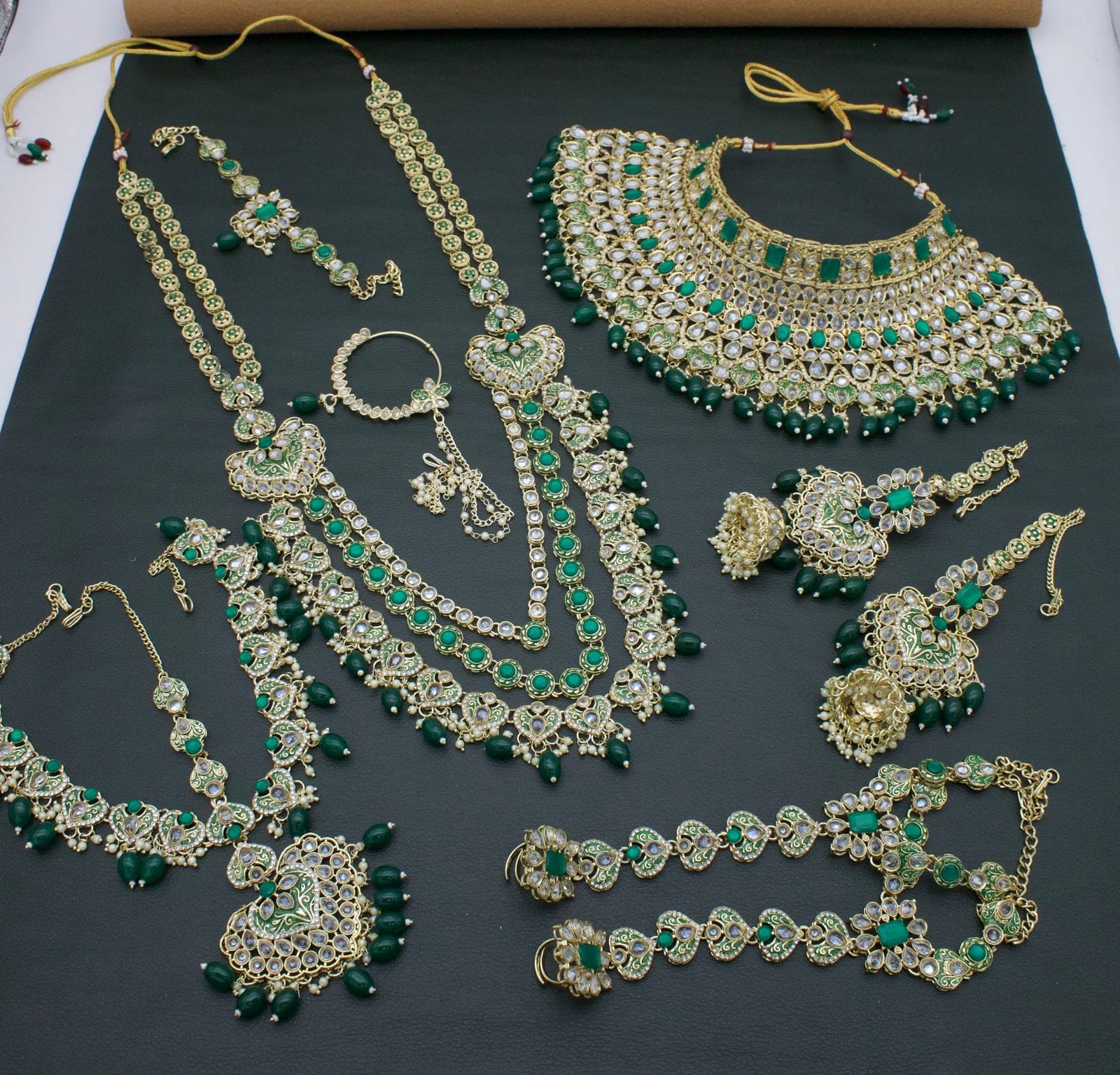 Zevar Bridal jewelry Green Heavy CZ Bridal Jewellery Set