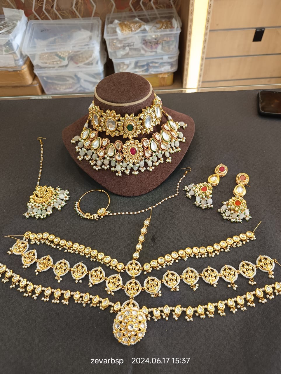 Zevar Bridal jewelry Heavy Kundan Multicolour Bridal Set