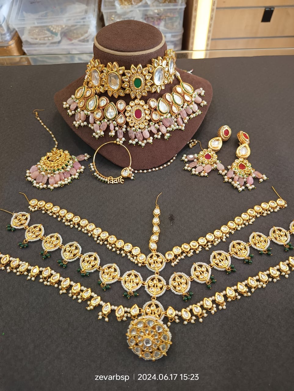 Zevar Bridal jewelry Heavy Kundan Multicolour Bridal Set