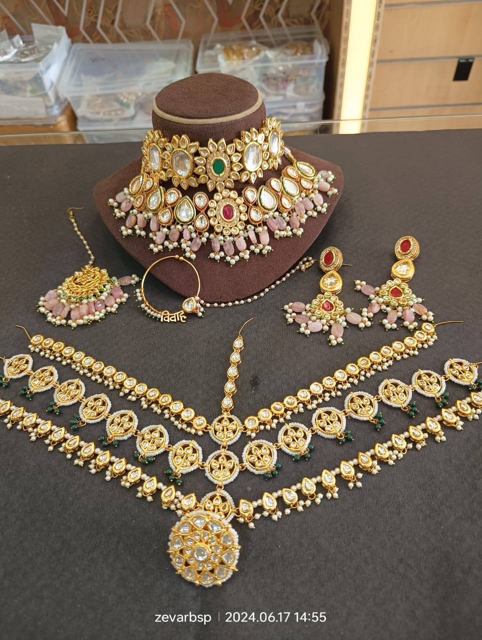 Zevar Bridal jewelry Heavy Kundan Multicolour Bridal Set