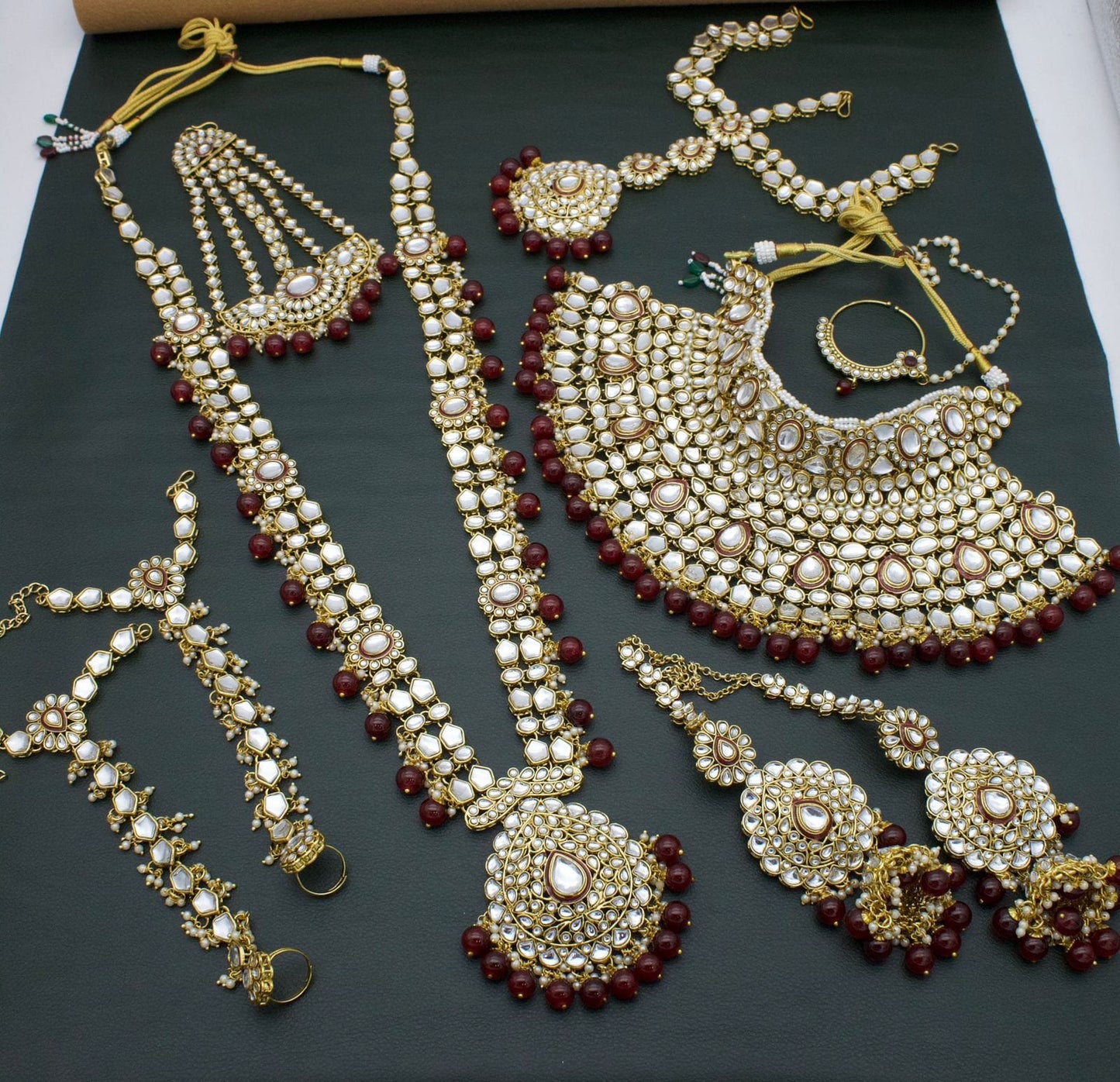 Zevar Bridal jewelry Maroon Kundan Bridal Jewellery Set