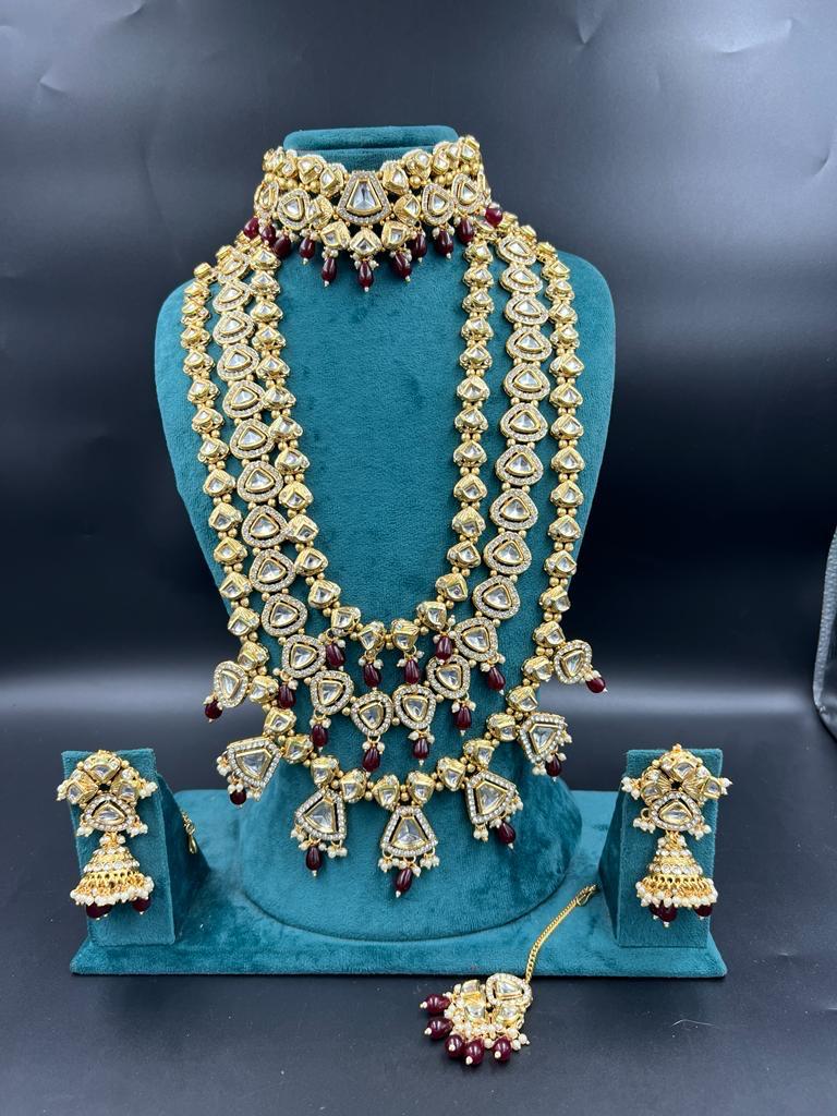 Zevar Bridal jewelry Mehroon and Gold Fusion Bridal Set