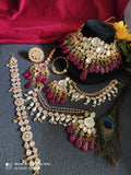 Zevar Bridal jewelry Regal Kundan Heavy Necklace Set in Royal Red