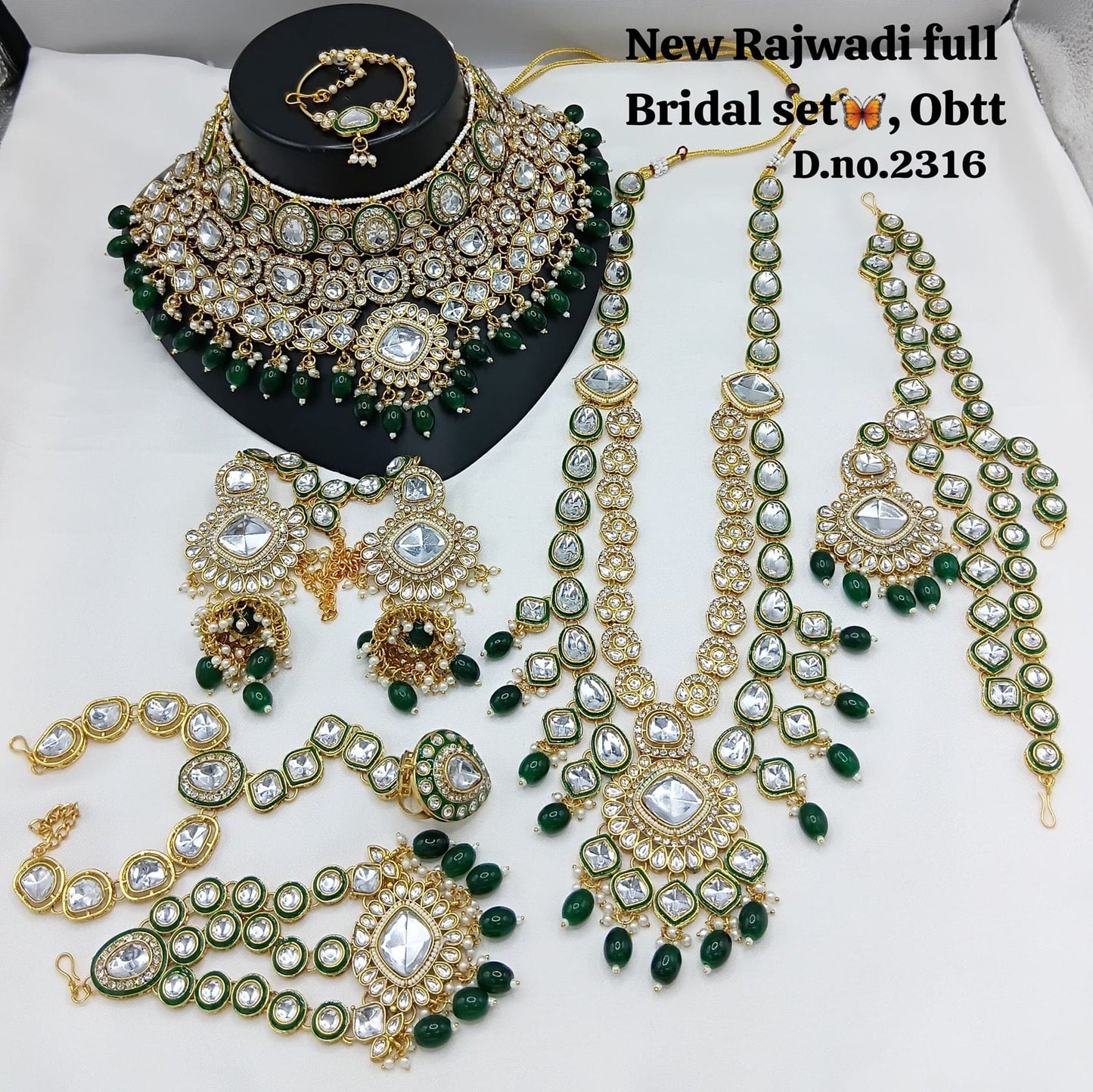 Zevar Bridal Jewelry Set Dark Green Heavy Kundan Full Bridal Set for Wedding – Traditional Indian Jewelry