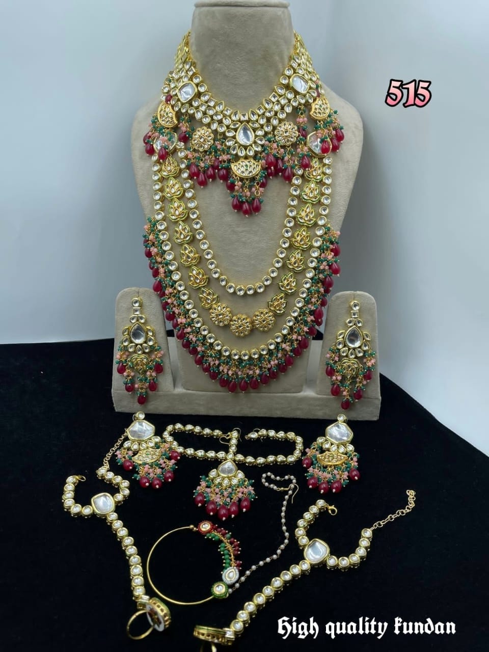 Zevar Bridal Jewelry Set Full Bridal Kundan Necklace Set - Exquisite Wedding Jewelry for Brides