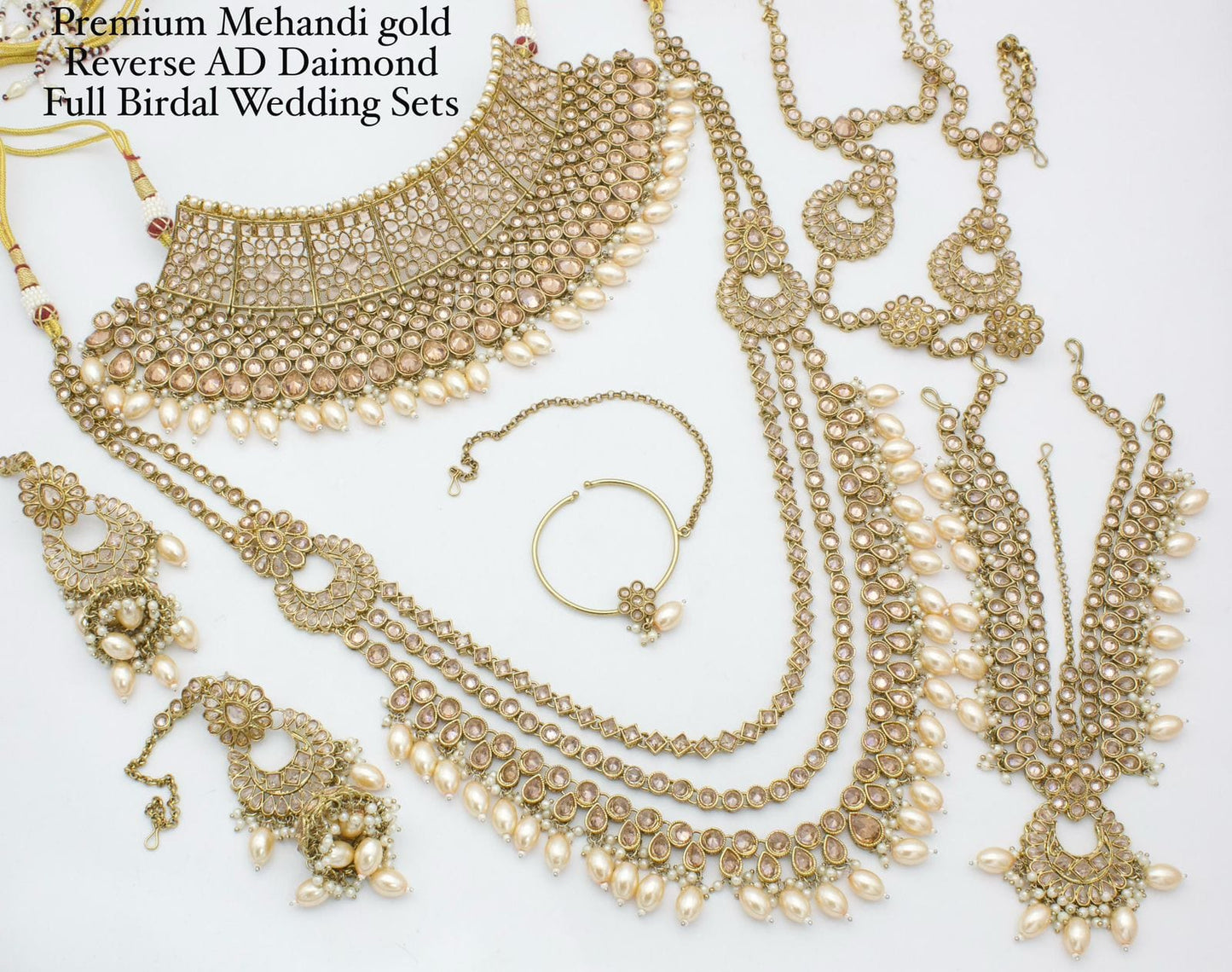 Zevar Bridal Jewelry Set Golden Monzonite Bridal Set - Full Wedding Jewelry Collection