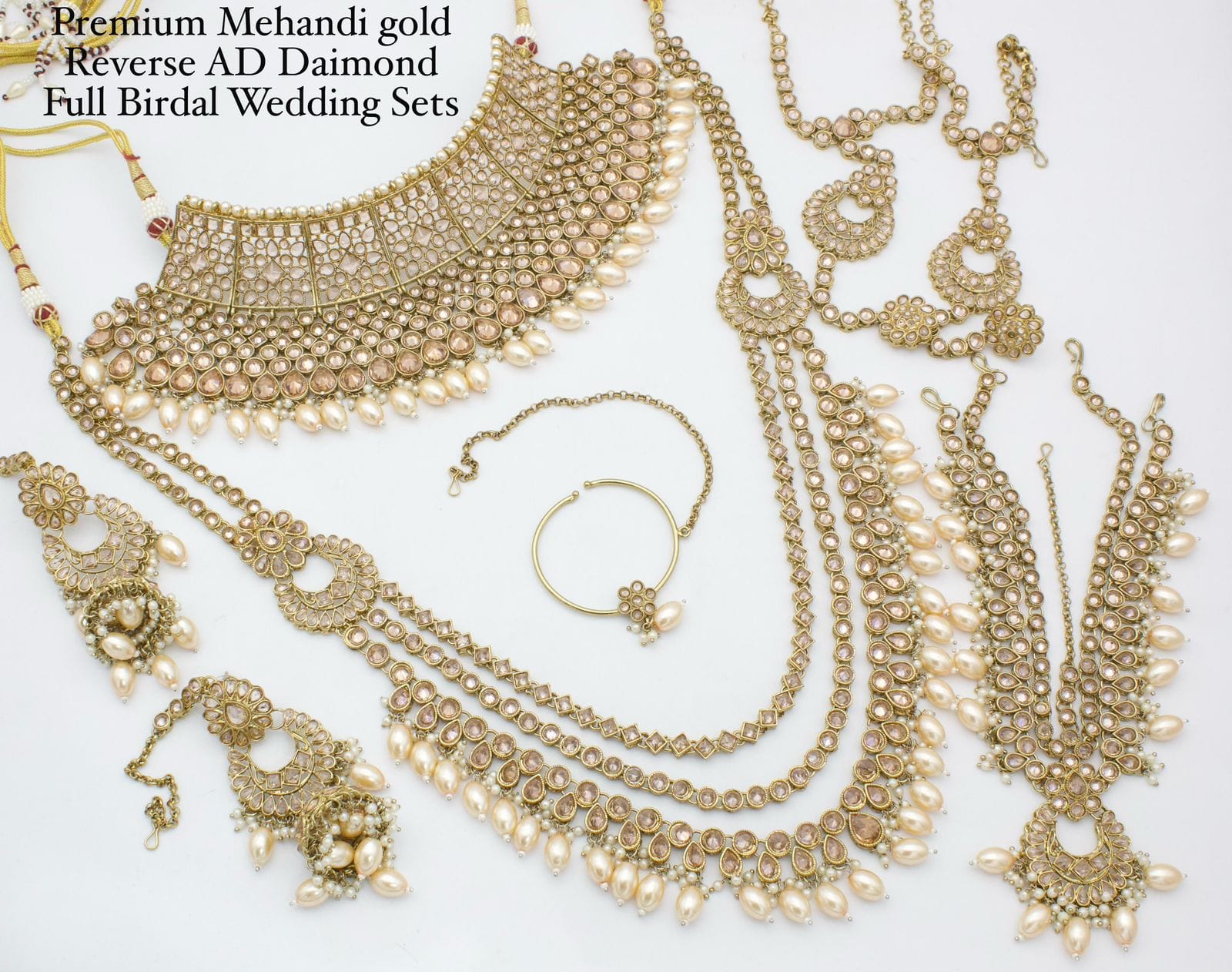 Zevar Bridal Jewelry Set Golden Monzonite Bridal Set - Full Wedding Jewelry Collection