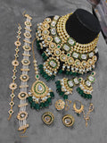 Zevar Bridal Jewelry Set Green Kundan Bridal Necklace | Heavy Gold Plated Wedding Jewelry
