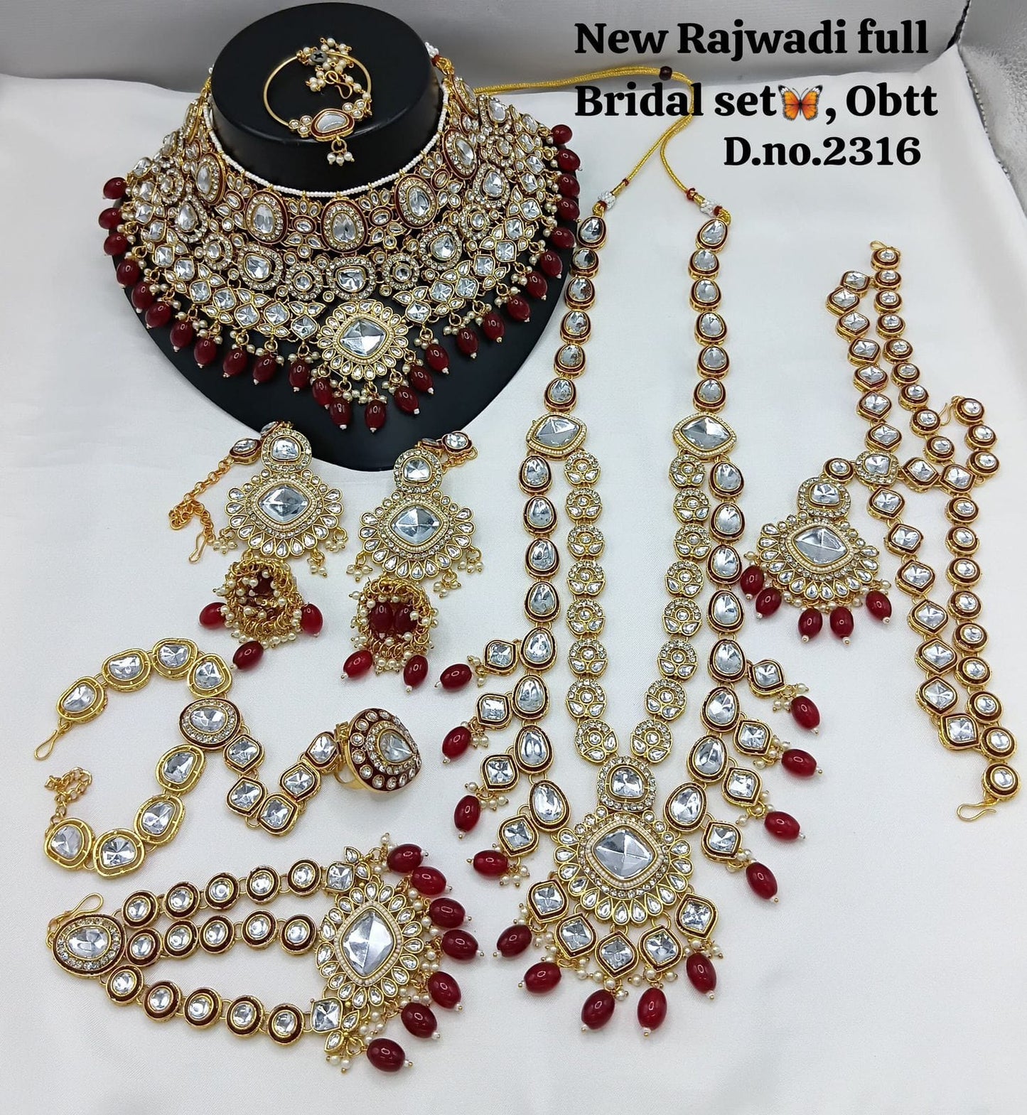 Zevar Bridal Jewelry Set Maroon Heavy Kundan Full Bridal Set for Wedding – Traditional Indian Jewelry